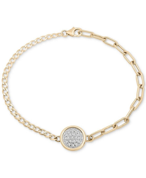 Diamond Pavé Disc Two-Chain Link Bracelet (1/4 ct. t.w.) in Gold Vermeil, Created for Macy's