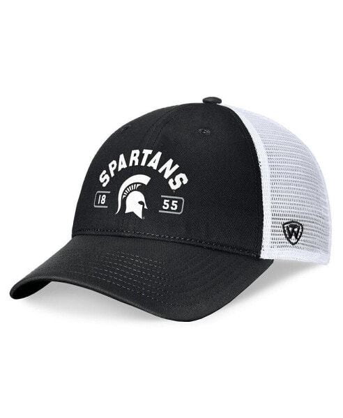 Men's Black/White Michigan State Spartans Free Kick Trucker Adjustable Hat