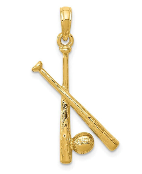 Baseball Bat and Ball Pendant in 14k Yellow Gold