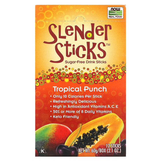 NOW Foods, Slender Sticks, тропический пунш, 12 палочек по 5 г (0,18 унции)
