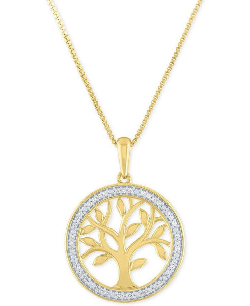 Macy's diamond Tree 18" Pendant Necklace (1/10 ct. t.w.) in 14k Gold-Plated Sterling Silver