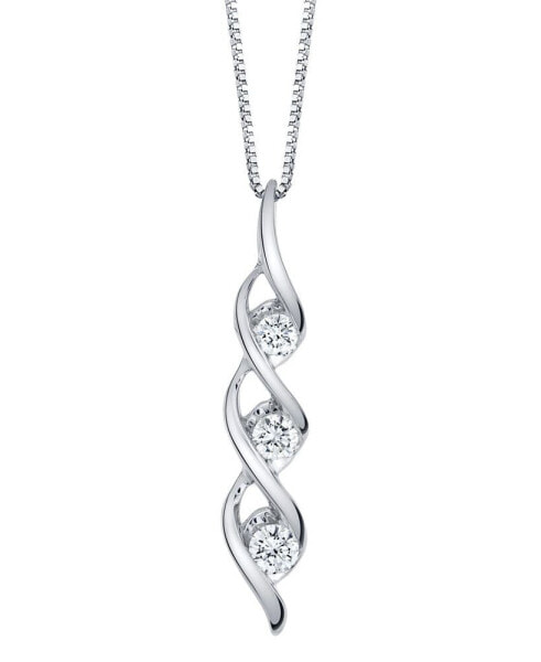 Sirena diamond (1/4 ct. t.w.) Modern Three Stone Pendant in 14k White Gold