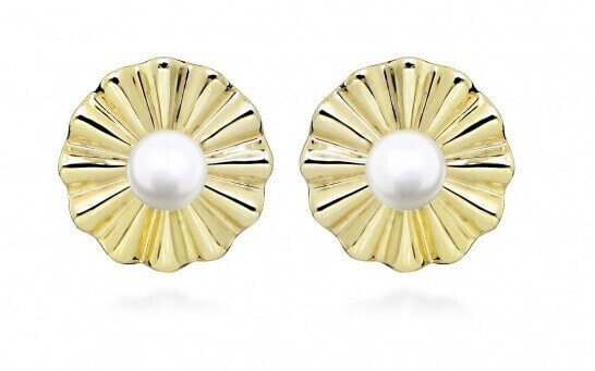 Lovely Gold Plated Real Pearl Earrings SC520