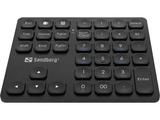 SANDBERG Wireless Numeric Keypad Pro - RF Wireless + USB - Membrane - Black