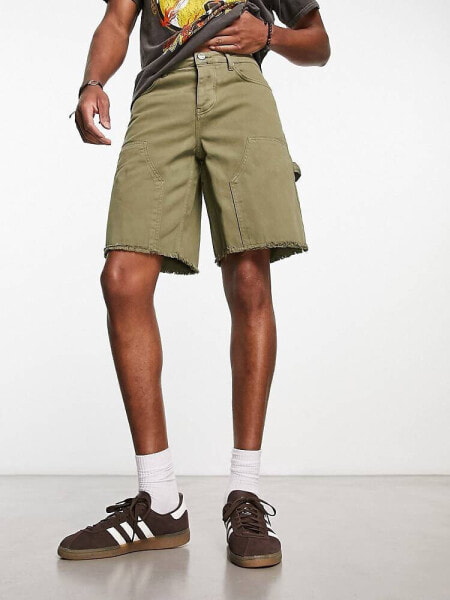 Sixth June carpenter denim shorts in khaki