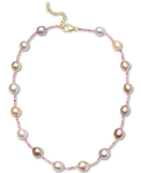 Macy's multicolor Cultured Freshwater Pearl (10-13mm) & Pink Tourmaline (8-5/8 ct. t.w.) 20" Statement Necklace in 14k Gold-Plated Sterling Silver
