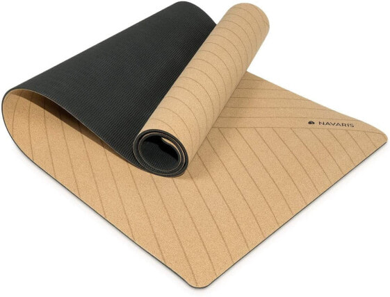 Navaris Yogamatte aus Kork rutschfeste Matte - Yoga Sportmatte Fitnessmatte mit Tragegurt - 183x61x0,5cm Fitness Gymnastikmatte - Schadstofffrei