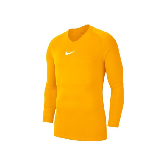 Мужской спортивный лонгслив с длинным рукавом желтый с логотипом Nike Dry Park First Layer