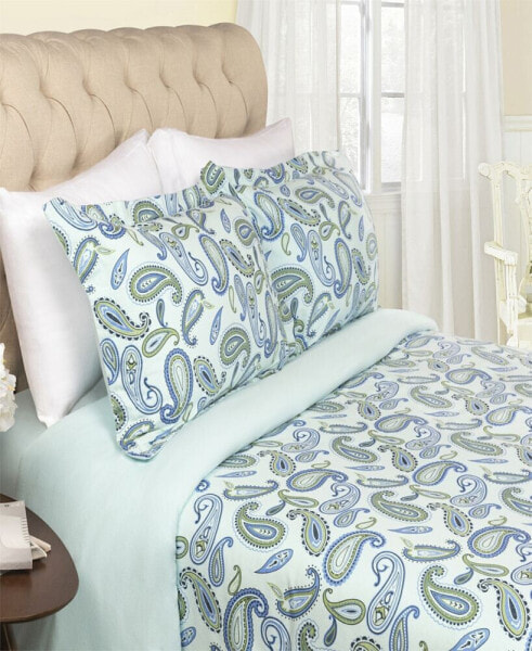 Paisley Solid King 3-Piece Duvet Cover Set