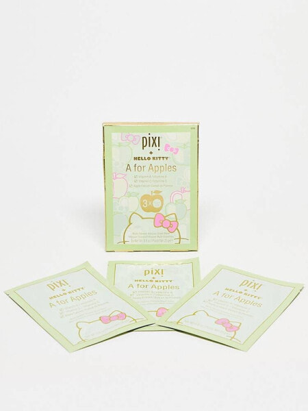 Pixi Hello Kitty A is for Apple Multi-Vitamin Infused Sheet Mask Увлажняющая и разглаживающая тканевая маска 3 шт