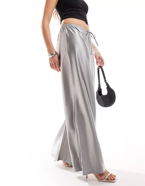 ONLY wide leg trouser in liquid silver