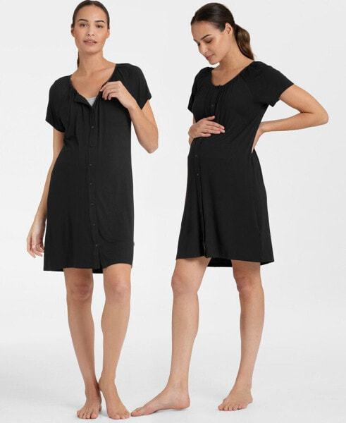 Women's Button-Down Maternity Nighties, Pack of 2