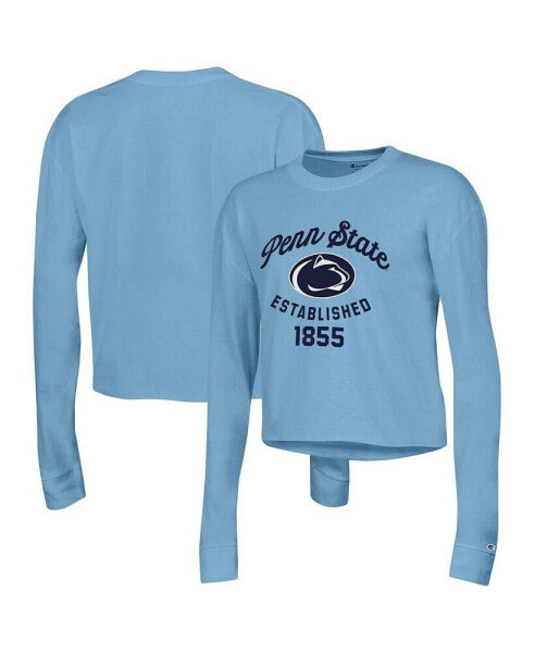 Women's Blue Penn State Nittany Lions Boyfriend Cropped Long Sleeve T-shirt