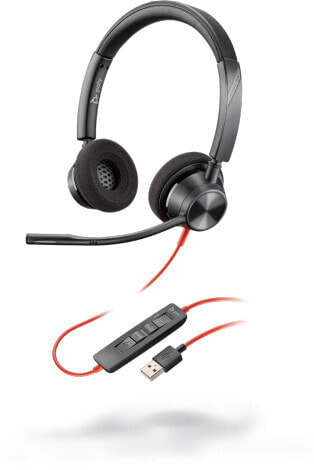 Poly Blackwire 3320 - Kabelgebunden - Büro/Callcenter - 20 - 20000 Hz - 130 g - Kopfhörer - Schwarz - Rot
