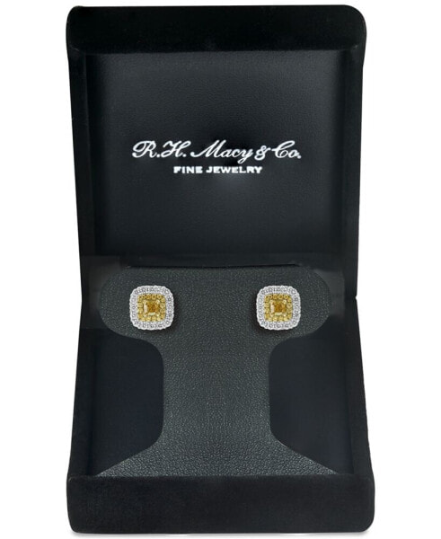 EFFY® HEMATIAN Diamond Halo Stud Earrings (1-1/5 ct. t.w.) in 18k Gold & White Gold