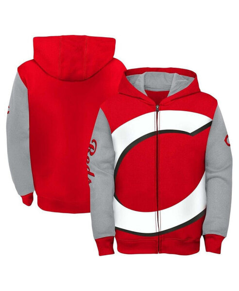 Big Boys Red, Gray Cincinnati Reds Postcard Full-Zip Hoodie Jacket