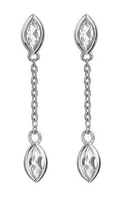 Elegant silver dangle earrings with diamonds Tender DE751