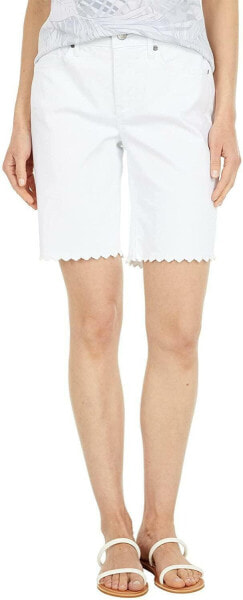 NYDJ 274674 Ella Denim Shorts Scallop Embroidery White Optic White 2 /inseam 9"