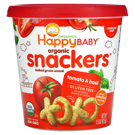 Закуска Happy Family Organics Snackers с томатом и базиликом 42.5 г