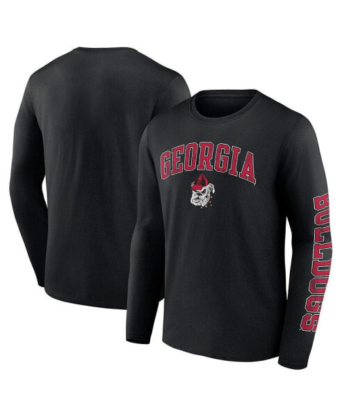 Men's Black Georgia Bulldogs Distressed Arch Over Logo Long Sleeve T-shirt