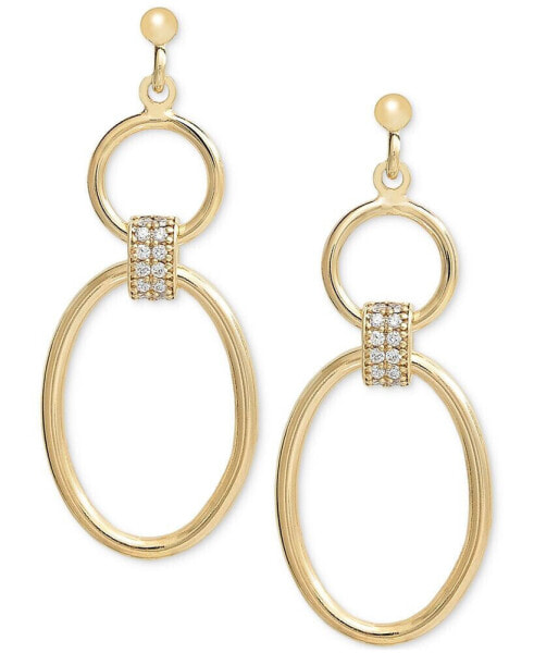 Diamond Open Oval Drop Earrings (1/5 ct. t.w.) in 14k Gold-Plated Sterling Silver