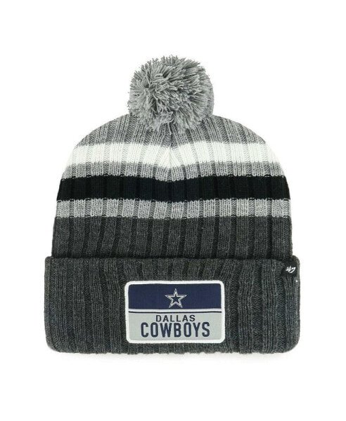Men's Gray Dallas Cowboys Stack Cuffed Knit Hat with Pom