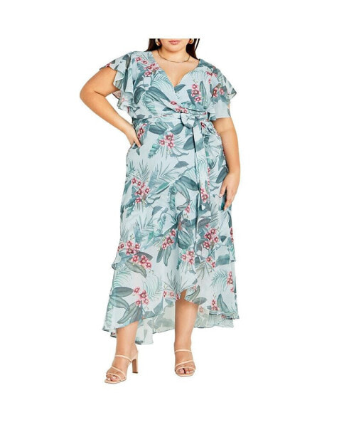 Plus Size Flirty Tier Print Maxi Dress