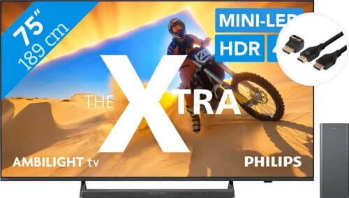 Philips The Xtra 75PML9009 - QD Mini-LED (2024) + Soundbar + HDMI Cable