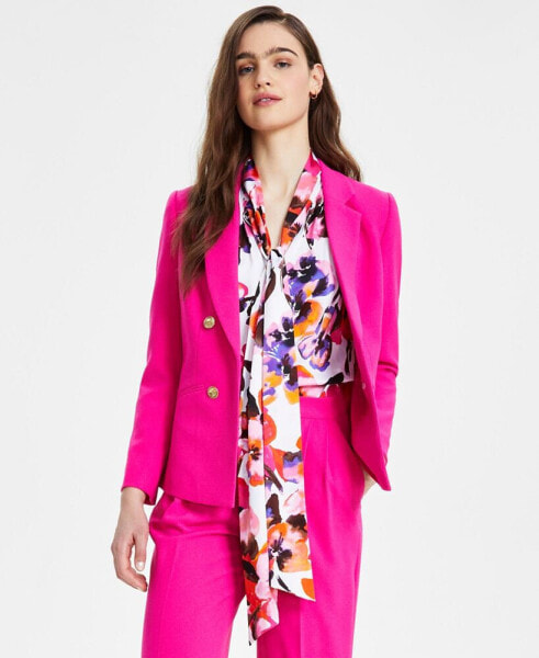 Women's Textured Open-Front Button-Trim Blazer, Created for Macy's