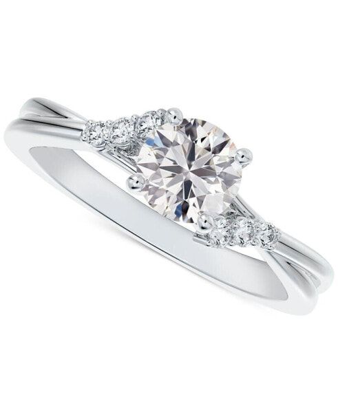 Diamond Round-Cut Twisted Band Engagement Ring (3/4 ct. t.w.) in 14k White Gold