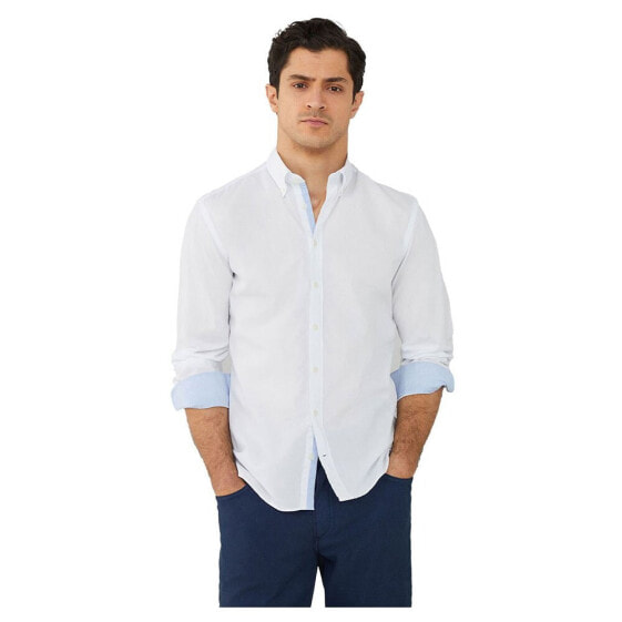 HACKETT Trimmed White Texture Long Sleeve Shirt