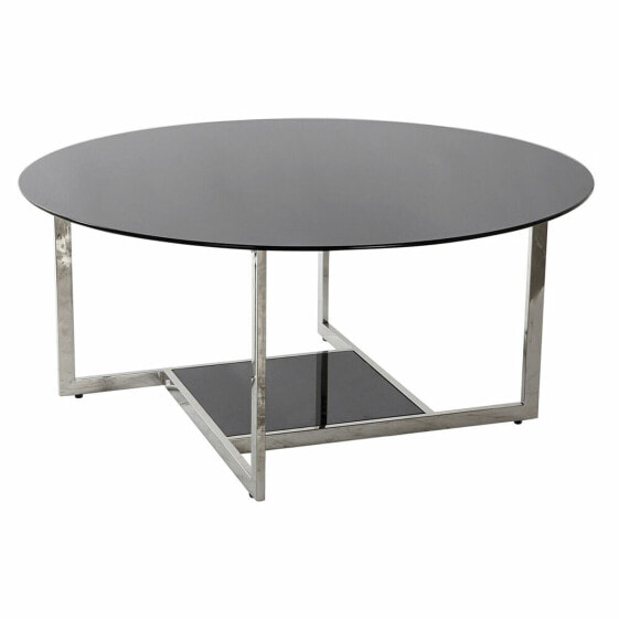 Кофейный столик DKD Home Decor Чёрный Серебристый Стеклянный Сталь Пластик 100 x 100 x 45 cm