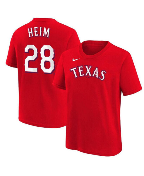 Youth Jonah Heim Red Texas Rangers Name Number T-Shirt