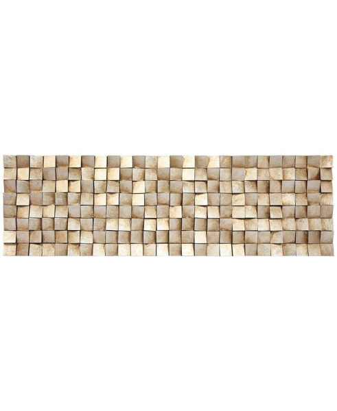 'Textured 2' Metallic Handed Painted Rugged Wooden Blocks Wall Sculpture - 72" x 22"