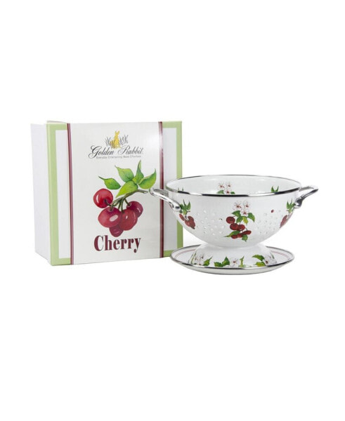 Cherry Enamelware 2-Piece Giftboxed Colander