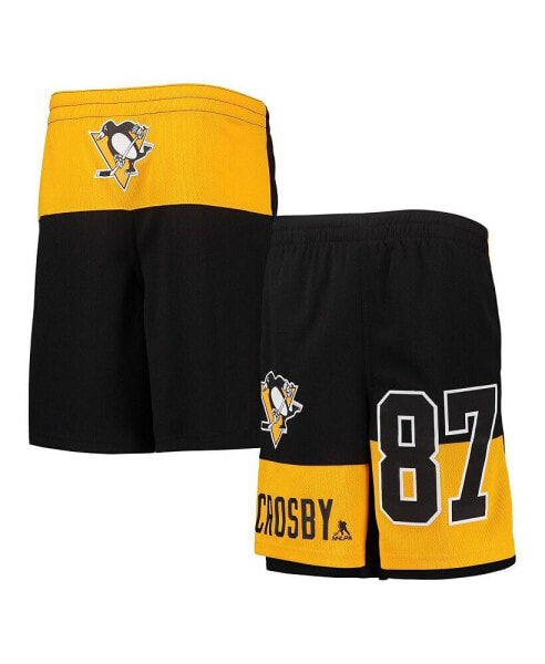 Youth Boys Sidney Crosby Black Pittsburgh Penguins Pandemonium Name and Number Shorts