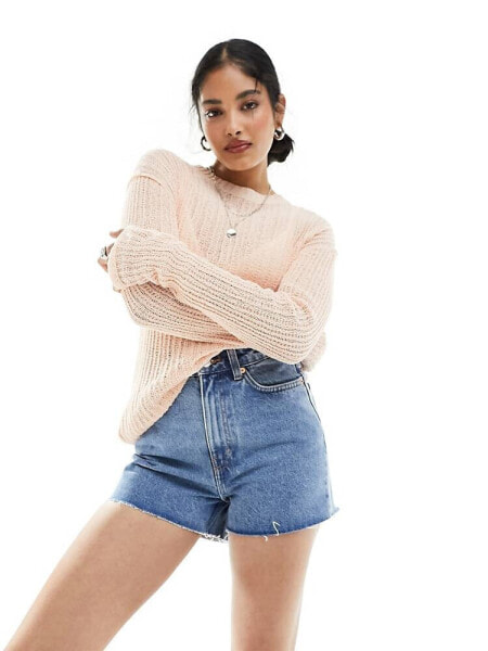 Weekday Rowe high waisted denim mom short in 90's blue 