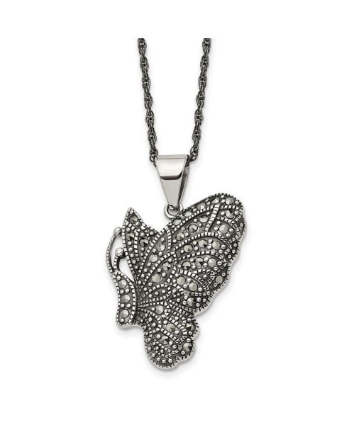 Marcasite Butterfly Pendant Singapore Chain Necklace