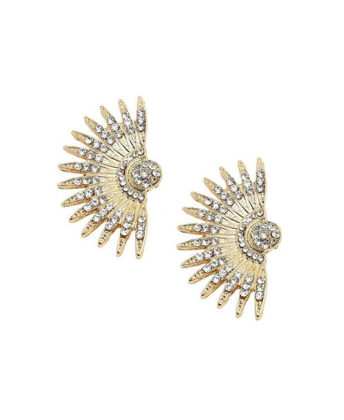Women's Gold Embellished Rays Drop Earrings