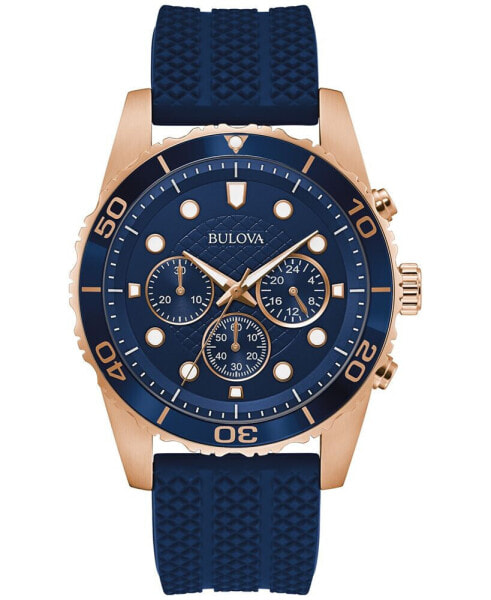Men's Chronograph Classic Navy Silicone Strap Watch 43mm