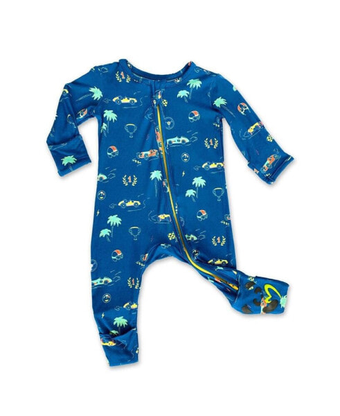 Baby Boys Monaco Blue Convertible Footie Pajamas