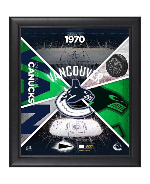 Vancouver Canucks Framed 15" x 17" Team Impact Collage with a Piece of Game-Used Puck - Limited Edition of 527