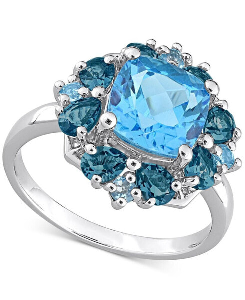 Blue Topaz Halo Ring (4-1/10 ct. t.w.) in Sterling Silver