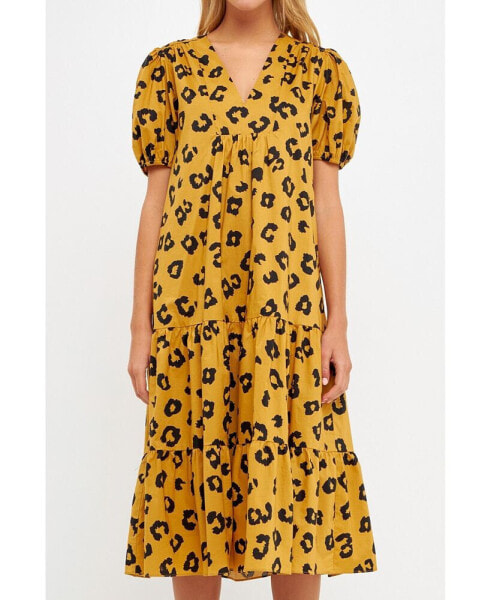 Women's Animal Print Midi Dress