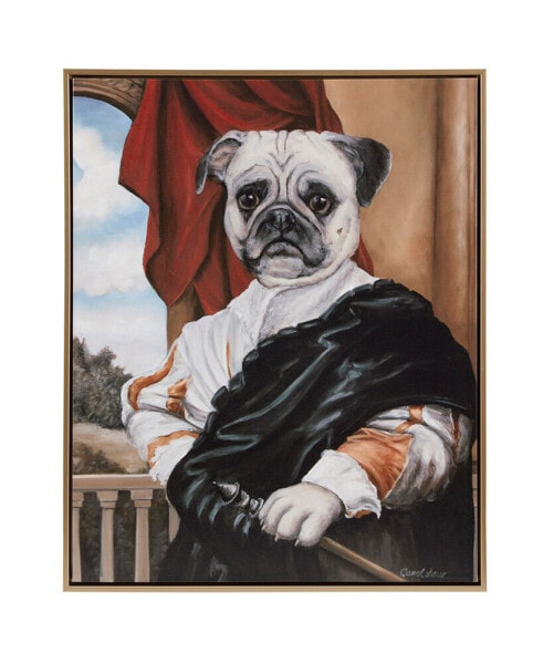 Pet Portrait Captain's Guard Pug Framed Canvas Wall Art