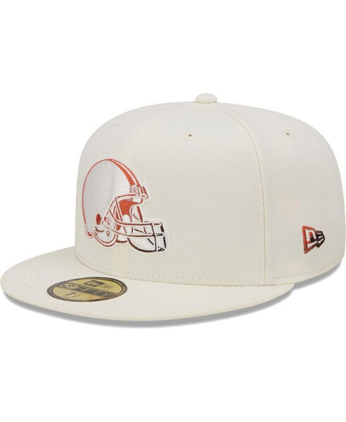 Men's Cream Cleveland Browns Chrome Color Dim 59FIFTY Fitted Hat