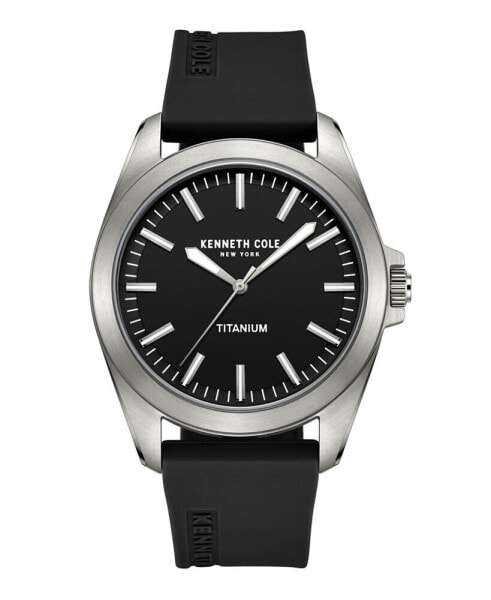 Men's Titanium Black Silicone Strap Watch 42mm