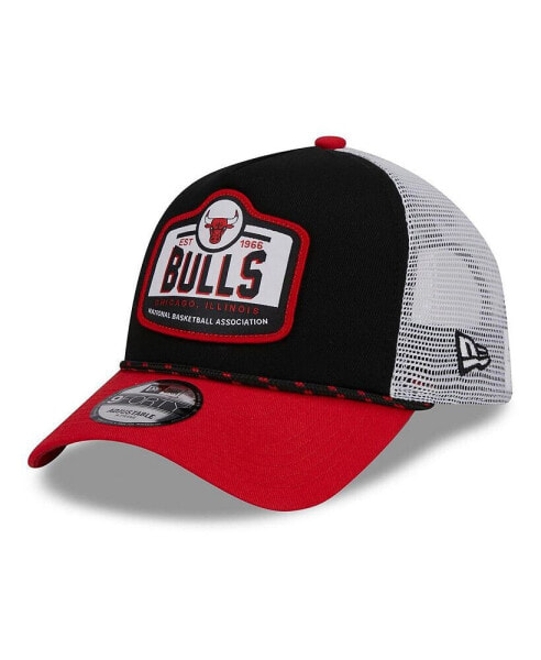 Men's Black, Red Chicago Bulls A-Frame 9FORTY Trucker Hat