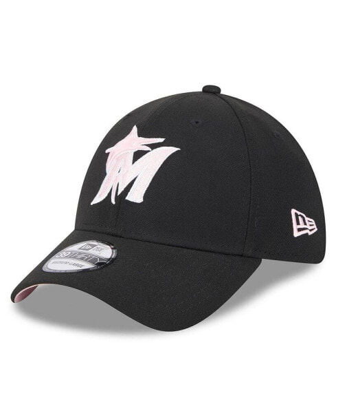 Men's Black Miami Marlins 2024 Mother's Day 39THIRTY Flex Hat