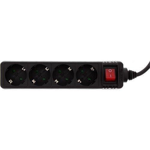 Сетевой фильтр Inline Socket strip - 4-way earth contact CEE 7/3 - with switch - black - 1.5m